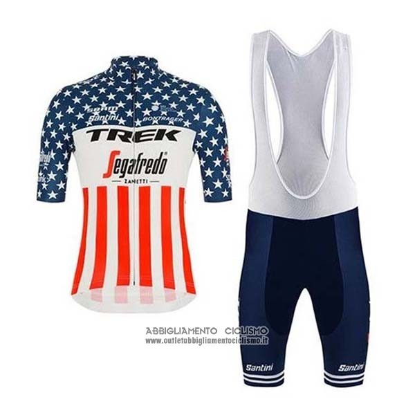 2020 Abbigliamento Ciclismo Trek Segafredo Campione Stati Uniti Manica Corta e Salopette